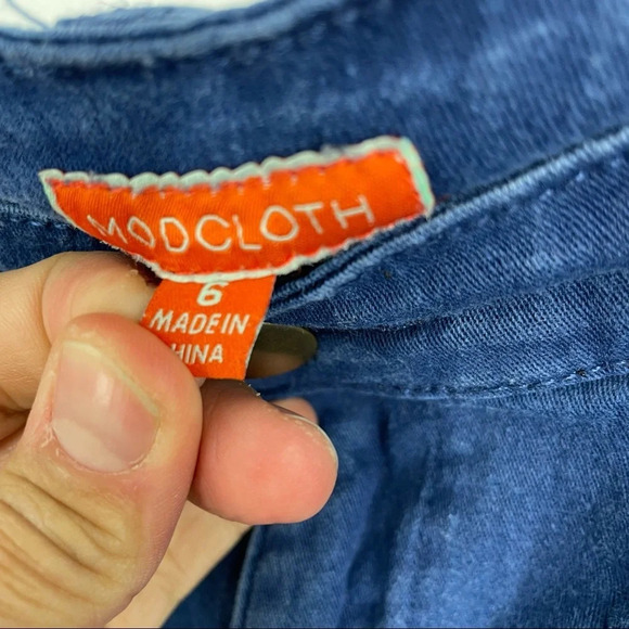 ModCloth denim joggers cropped ankle pants  6 medium zipper on ankles - Picture 5 of 6